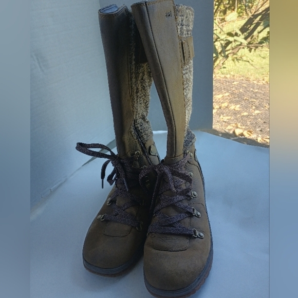 Merrell Womens Dark Earth Waterproof Boots Size 6 Knee High Lace Up Tweed - Picture 9 of 14